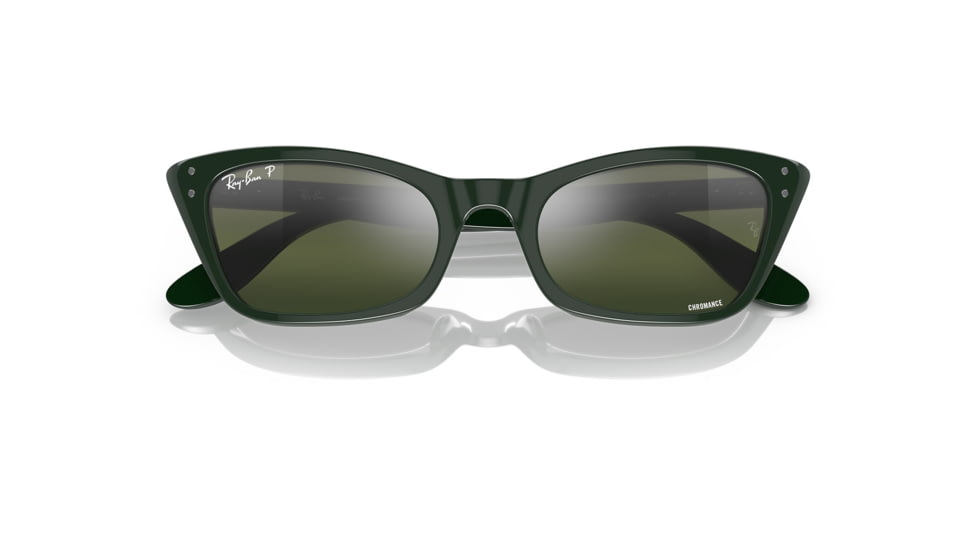 Ray-Ban RB2299 Lady Burbank Sunglasses - Womens, Green Frame, Dark Green Grad Mirror Polarized Lens, 52, RB2299-6659G4-52