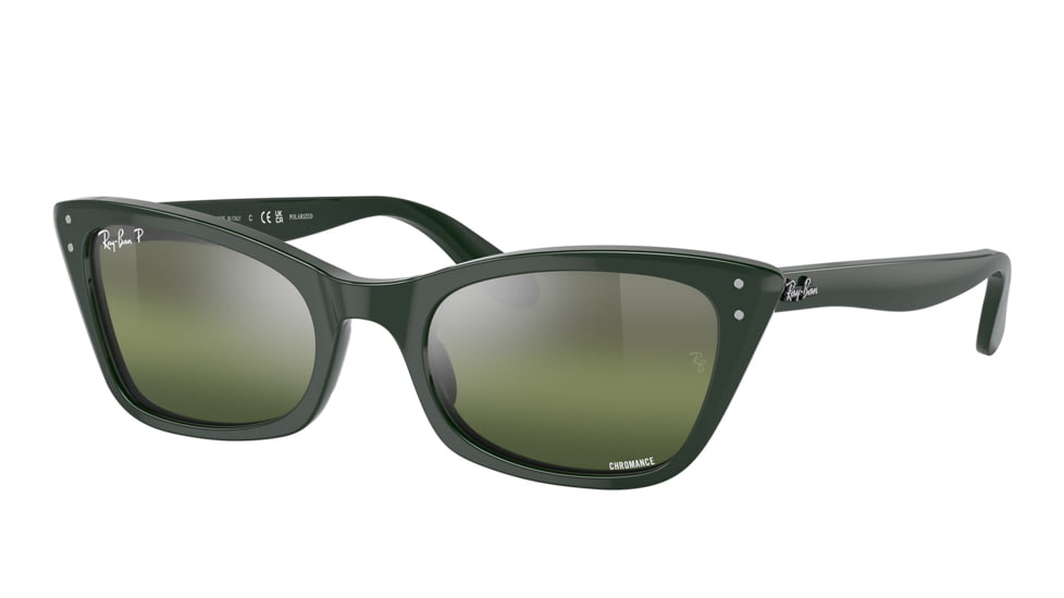 Ray-Ban RB2299 Lady Burbank Sunglasses - Womens, Green Frame, Dark Green Grad Mirror Polarized Lens, 55, RB2299-6659G4-55