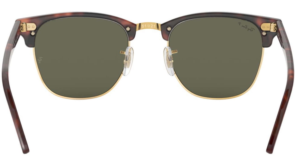 Ray-Ban RB3016 Clubmaster Sunglasses, Red Havana Frame, Crystal Green Polarized Lenses, RB3016 990/58-51