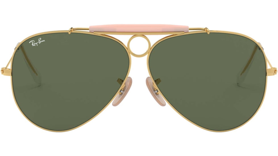Ray-Ban RB3138 Shooter Sunglasses, Arista Frame, Crystal Green 62 mm Lenses, 001-6209