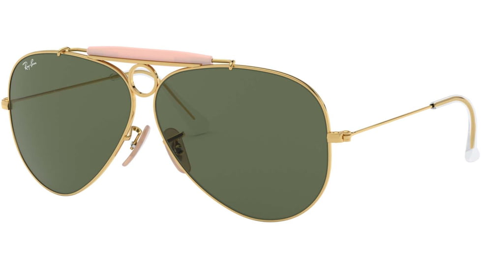 Ray-Ban RB3138 Shooter Sunglasses, Arista Frame, Crystal Green 62 mm Lenses, 001-6209