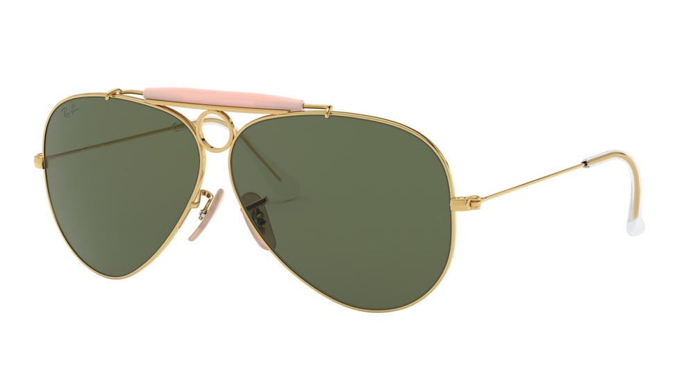 Ray-Ban RB3138 Shooter Sunglasses, Arista Frame, G-15 Green Lens, 58, RB3138-W3401-58