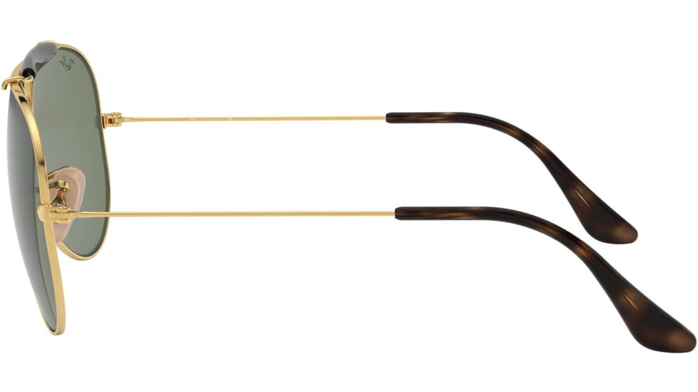 Ray-Ban RB3138 Shooter Sunglasses, Gold Frame, Dark Green Lenses, RB3138 181-62