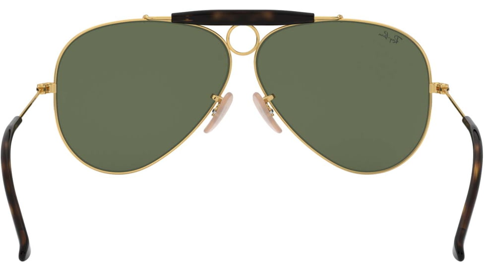 Ray-Ban RB3138 Shooter Sunglasses, Gold Frame, Dark Green Lenses, RB3138 181-62