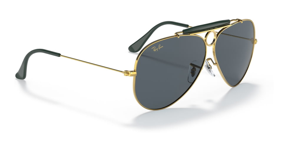 Ray-Ban RB3138 Shooter Sunglasses, Legend Gold Frame, Blue Lens, 58, RB3138-9241R5-58