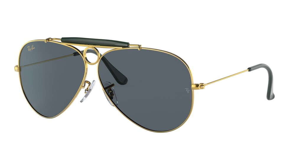 Ray-Ban RB3138 Shooter Sunglasses, Legend Gold Frame, Blue Lens, 58, RB3138-9241R5-58