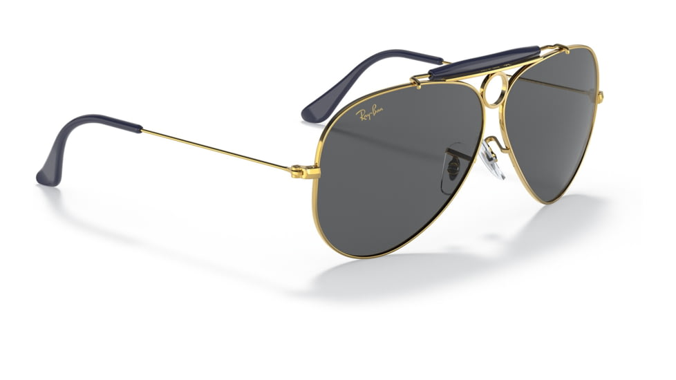 Ray-Ban RB3138 Shooter Sunglasses, Legend Gold Frame, Dark Grey Lens, 58, RB3138-9240B1-58