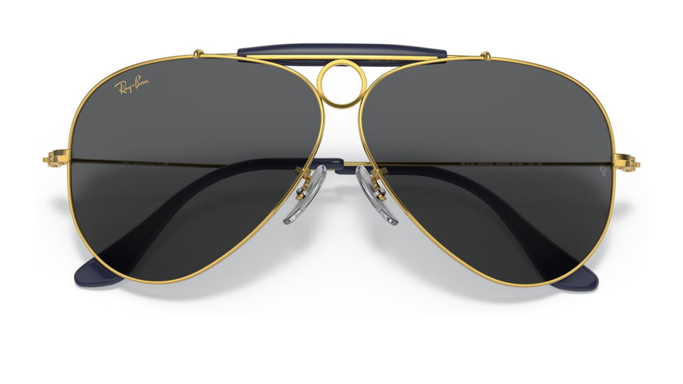 Ray-Ban RB3138 Shooter Sunglasses, Legend Gold Frame, Dark Grey Lens, 58, RB3138-9240B1-58