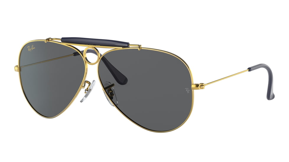 Ray-Ban RB3138 Shooter Sunglasses, Legend Gold Frame, Dark Grey Lens, 58, RB3138-9240B1-58