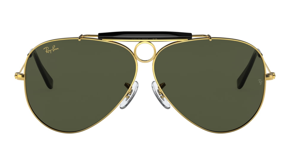 Ray-Ban RB3138 Shooter Sunglasses, Legend Gold Frame, Green Lens, 58, RB3138-923931-58