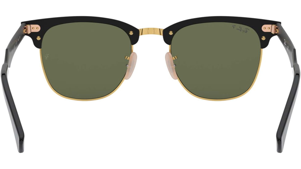 Ray-Ban RB3507 Clubmaster Aluminum Sunglasses, Black/Arista Frame, polar green Lenses, 136/N5-51