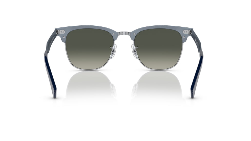 Ray-Ban RB3507 Clubmaster Aluminum Sunglasses, Brushed Blue On Silver Frame, Grey Gradient Lens, 51, RB3507-924871-51