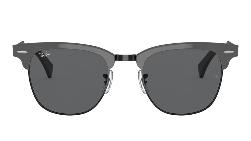 Ray-Ban RB3507 Clubmaster Aluminum Sunglasses, Brushed Grafite On Black Frame, Dark Grey Lens, 51, RB3507-9247B1-51