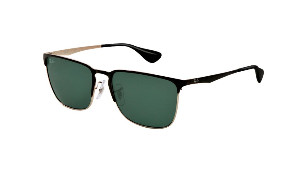 Ray-Ban RB3508 Sunglasses 135/71-56 - Top Black On Silver Frame, Green Lenses