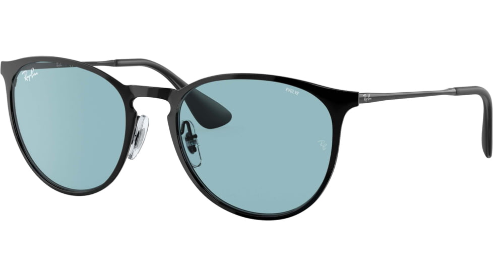 Ray-Ban Erika Metal RB3539 Sunglasses, Black, Evolve Photo Blue To Violet, 54, RB3539-002-Q2-54
