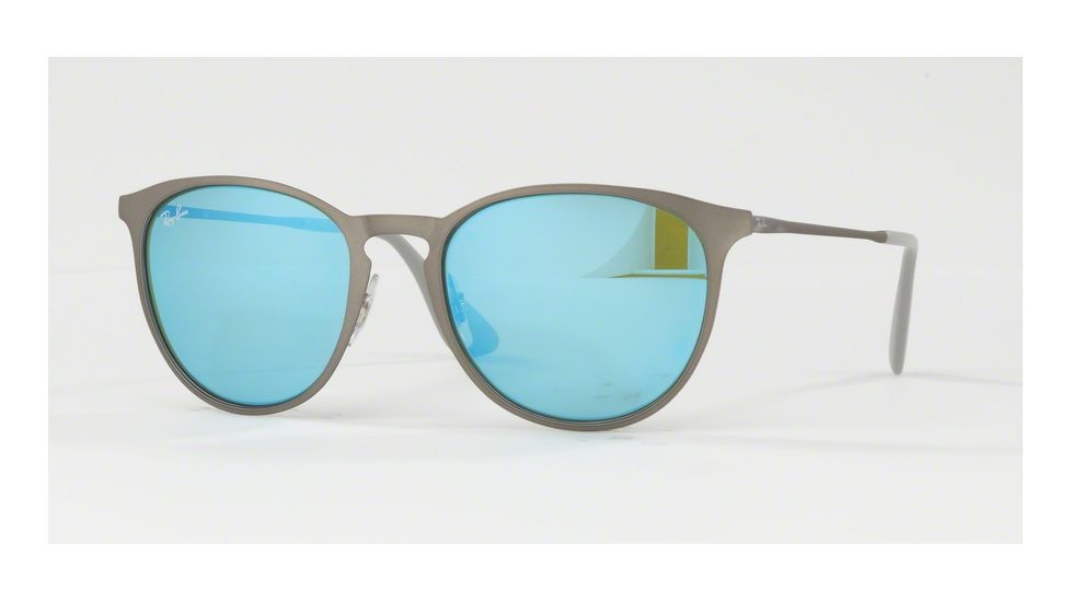 Ray-Ban RB3539 Sunglasses 9015B4-54 - Rubber Gunmetal Frame, Green Light Flash Blue Lenses