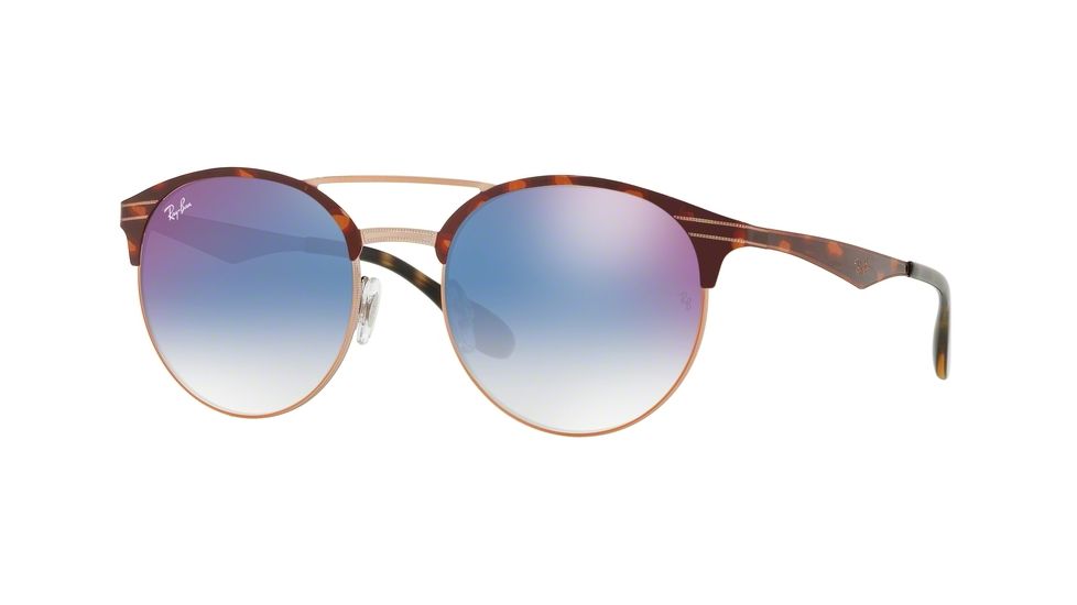Ray-Ban RB3545 Single Vision Prescription Sunglasses, 51mm, Copper On Top Havana, RB3545-9074X0-51-SV