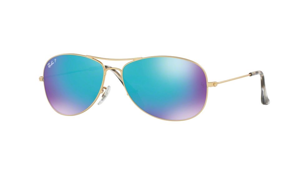 Ray-Ban RB3562 Sunglasses 112/A1-59 - Matte Gold Frame, Blue Polar Flash Lenses
