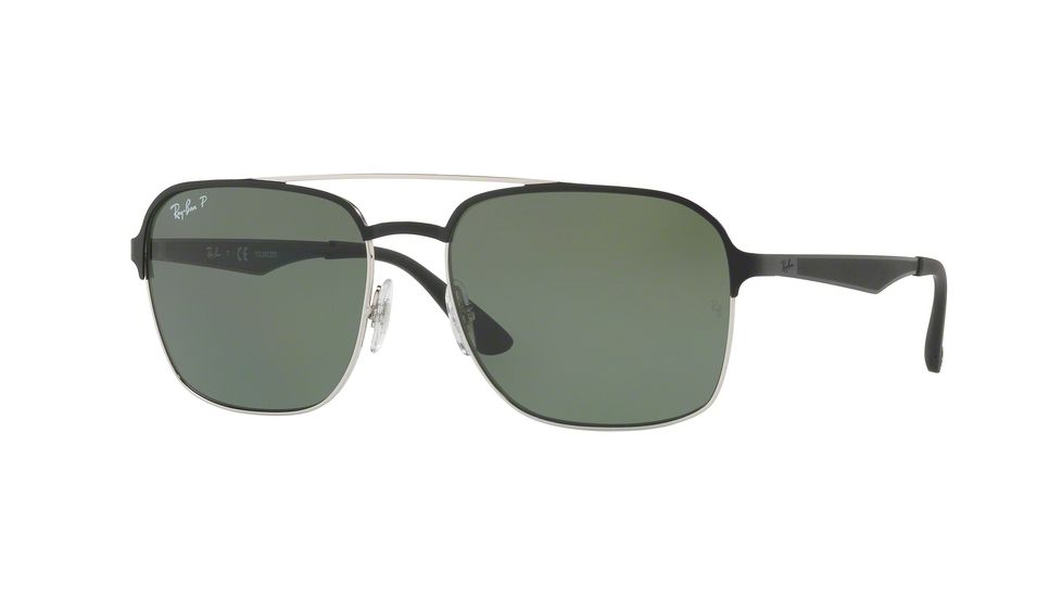 Ray-Ban RB3570 Single Vision Prescription Sunglasses RB3570-90049A-58 - Lens Diameter 58 mm, Frame Color Silver/top Shiny Black