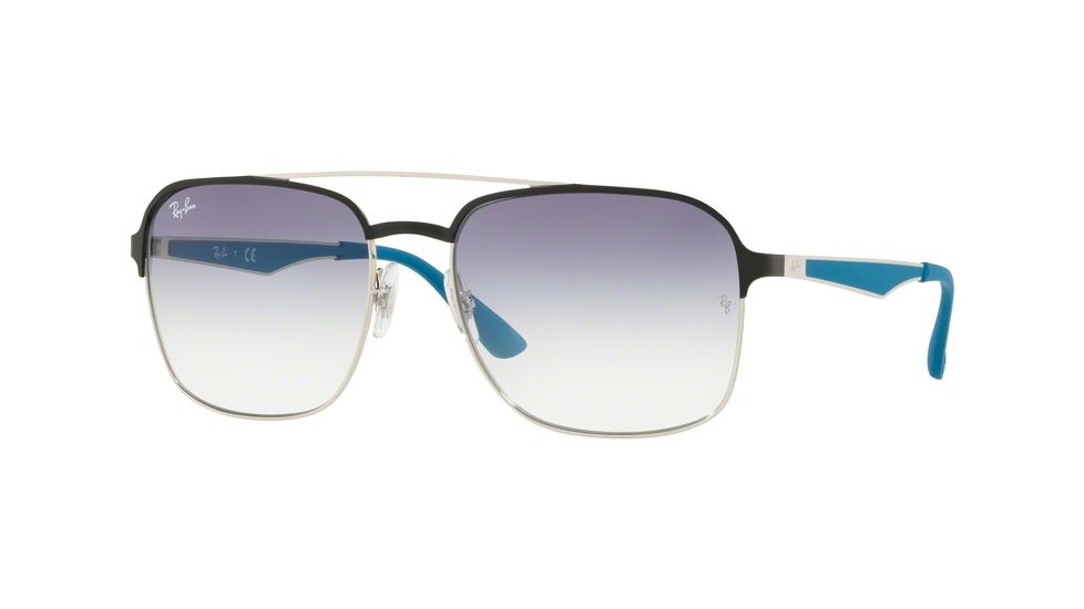 Ray-Ban RB3570 Single Vision Prescription Sunglasses, 58mm, Silver / Black, RB3570-910919-58-SV