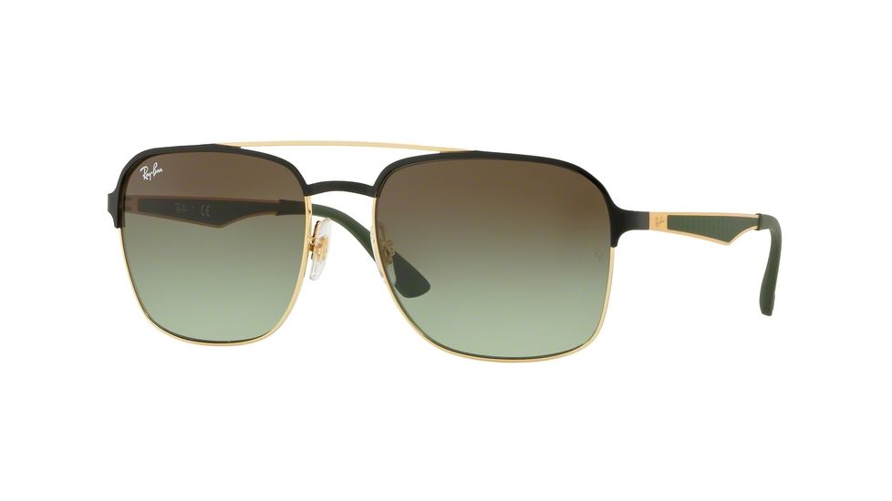Ray-Ban RB3570 Single Vision Prescription Sunglasses, 58mm, Gold / Black, RB3570-9110E8-58-SV