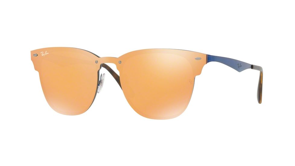 Ray-Ban RB3576N Sunglasses 90377J-47 - Brusched Blue Frame, Dark Orange Mirror Gold Lenses
