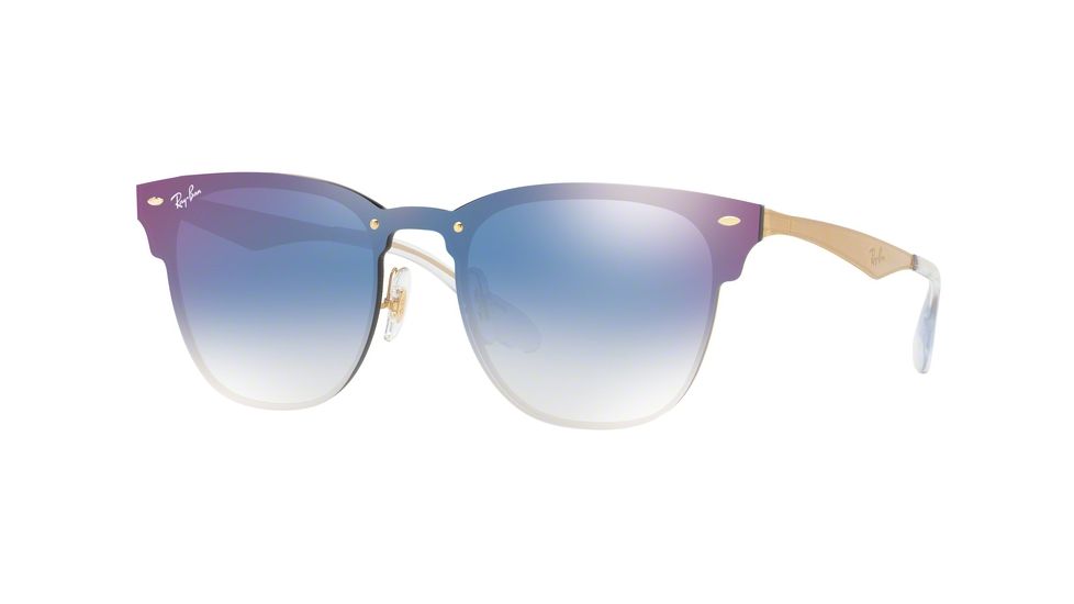 Ray-Ban RB3576N Sunglasses 043/X0-41 - Brushed Gold Frame, Clear Gradient Blue Mirror Red Lenses