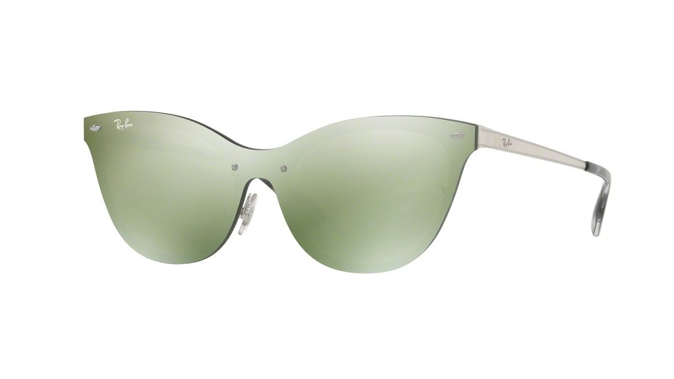 Ray-Ban BLAZE CAT EYE RB3580N Bifocal Prescription Sunglasses RB3580N-042-30-43 - Lens Diameter 43 mm, Frame Color Brusched Silver