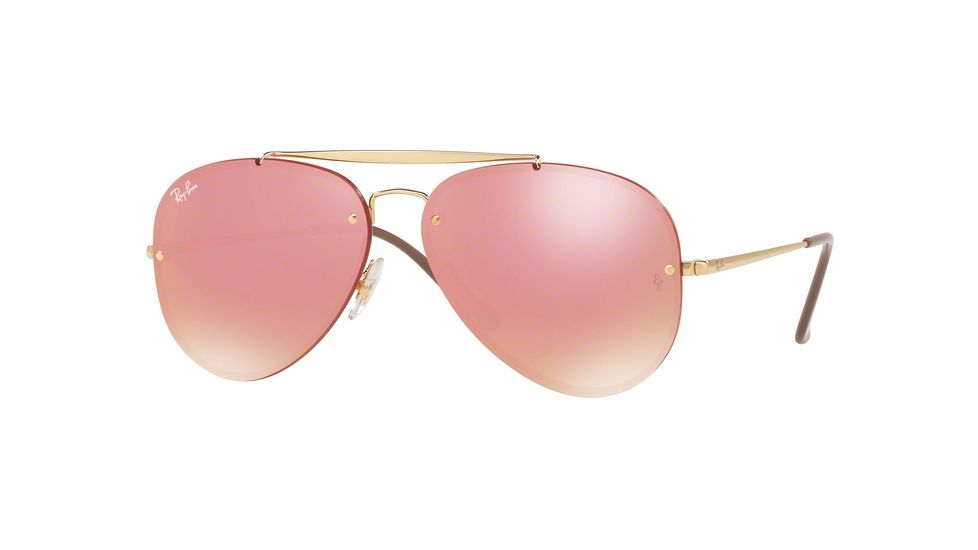 Ray-Ban BLAZE AVIATOR RB3584N Single Vision Prescription Sunglasses RB3584N-9052E4-58 - Lens Diameter 58 mm, Frame Color Gold