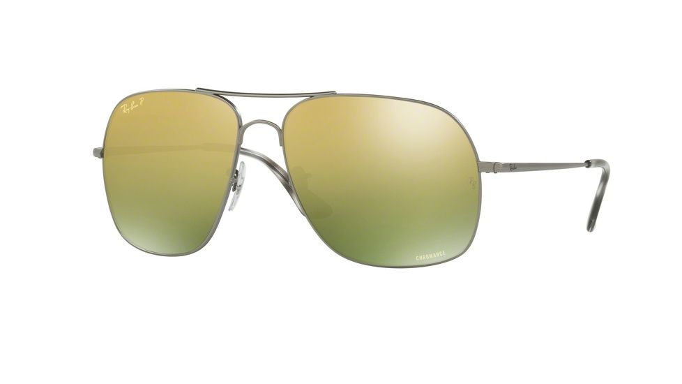 Ray-Ban RB3587CH Sunglasses 029/6O-61 - Matte Gunmetal Frame, Green Mir Gold Gradient Polar Lenses