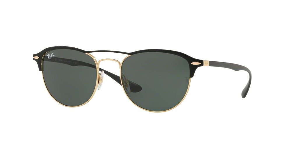 Ray-Ban RB3596 Sunglasses 907671-54 - Gold Top On Matte Black Frame, Dark Green Lenses