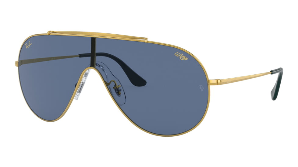 Ray-Ban RB3597 Wings Sunglasses - Mens, Legend Gold Frame, Dark Blue Lens, 33, RB3597-924580-33