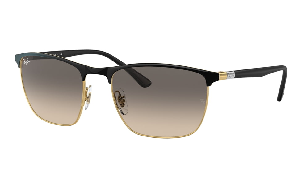 Ray-Ban RB3686 Sunglasses, Black On Arista Frame, Clear Gradient Grey Lens, 57, RB3686-187-32-57