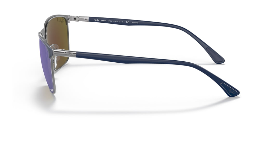 Ray-Ban RB3686 Sunglasses, Blue On Gunmetal Frame, Mirror Blue Lens, Polarized, 57, RB3686-92044L-57