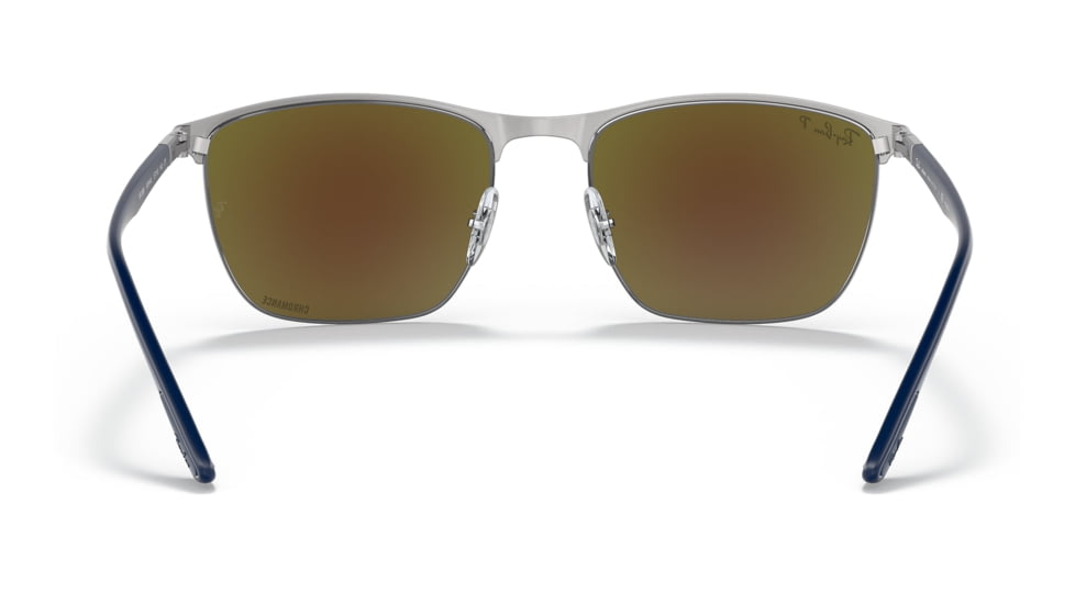 Ray-Ban RB3686 Sunglasses, Blue On Gunmetal Frame, Mirror Blue Lens, Polarized, 57, RB3686-92044L-57