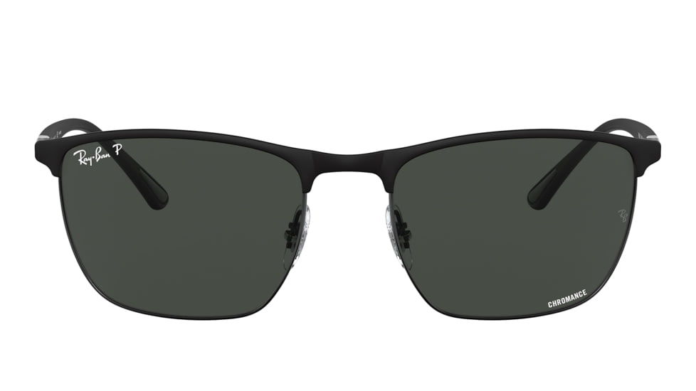 Ray-Ban RB3686 Sunglasses, Matte Black On Black Frame, Dark Grey Lens, Polarized, 57, RB3686-186-K8-57