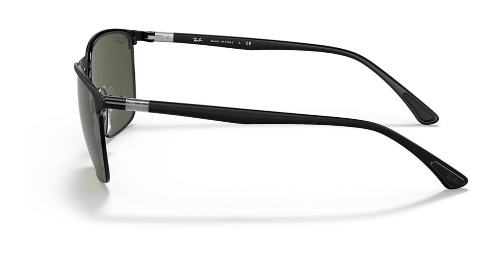 Ray-Ban RB3686 Sunglasses, Matte Black On Black Frame, Green Lens, 57, RB3686-186-31-57