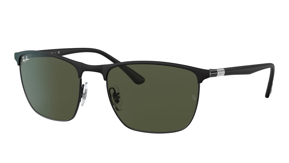 Ray-Ban RB3686 Sunglasses, Matte Black On Black Frame, Green Lens, 57, RB3686-186-31-57