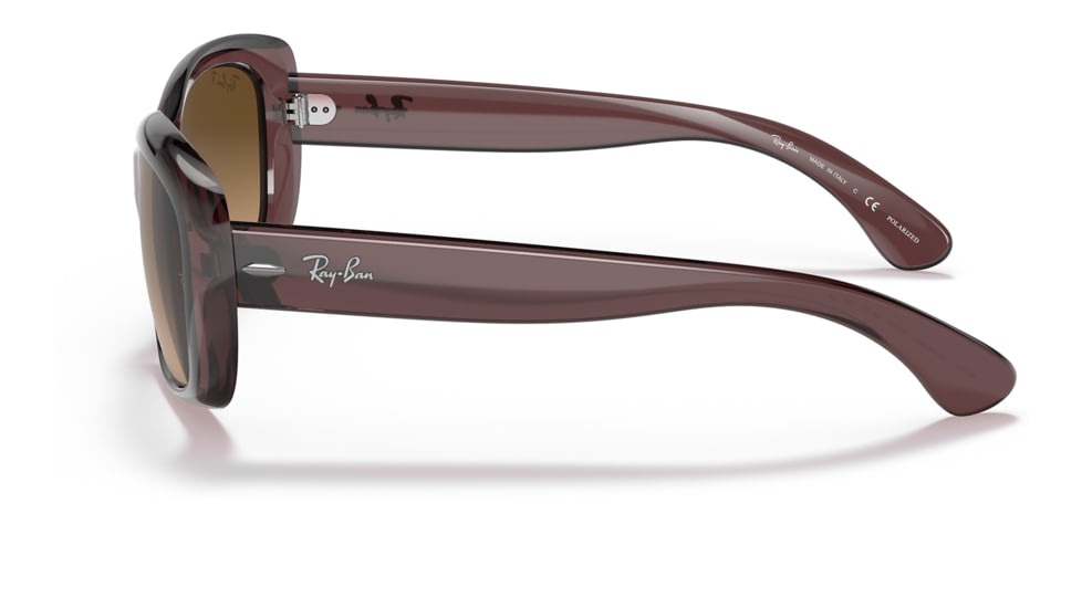 Ray-Ban RB4101 Jackie Ohh Sunglasses - Womens, Transparent Dark Brown Frame, Brown Gradient Lens, Polarized, 58, RB4101-6593M2-58