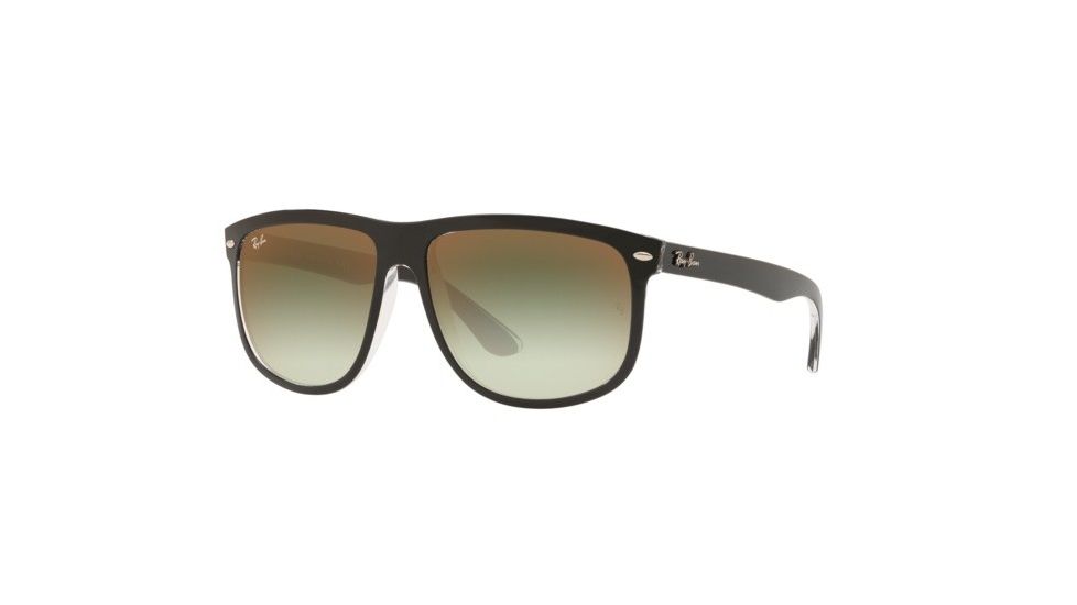 Ray-Ban RB4147 Sunglasses 6039W0-60 - Top Black On Transparent Frame, Clear Gradient Green Mirror Re Lenses