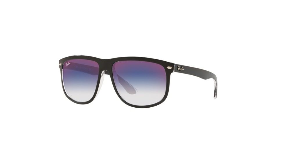 Ray-Ban RB4147 Sunglasses 6039X0-56 - Top Black On Transparent Frame, Clear Gradient Blue Mirror Red Lenses
