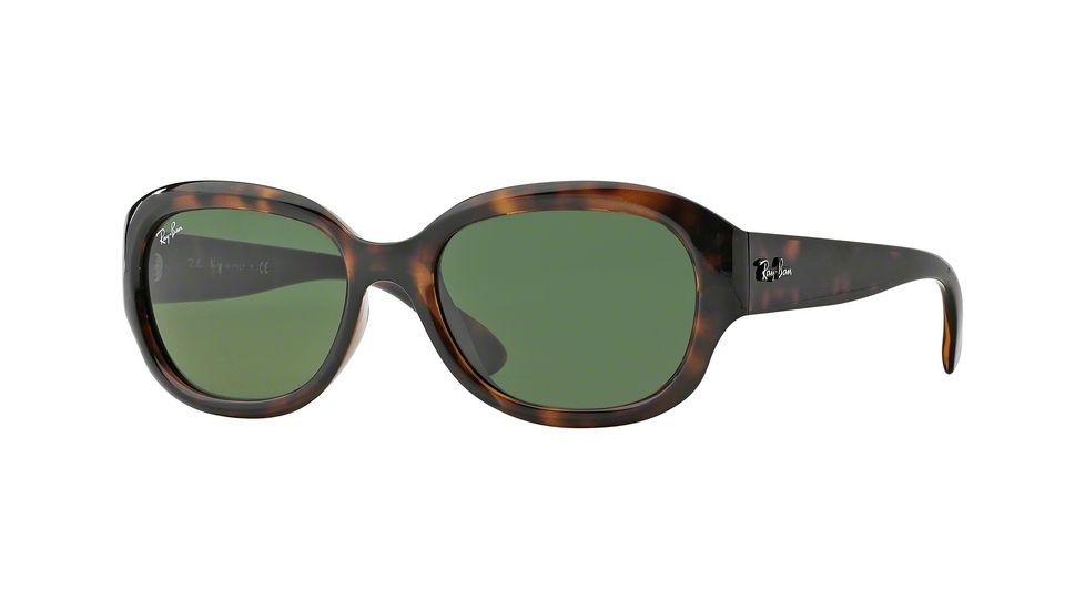 Ray-Ban RB4198 Sunglasses 710-55 - Light Havana Frame, Crystal Green Lenses