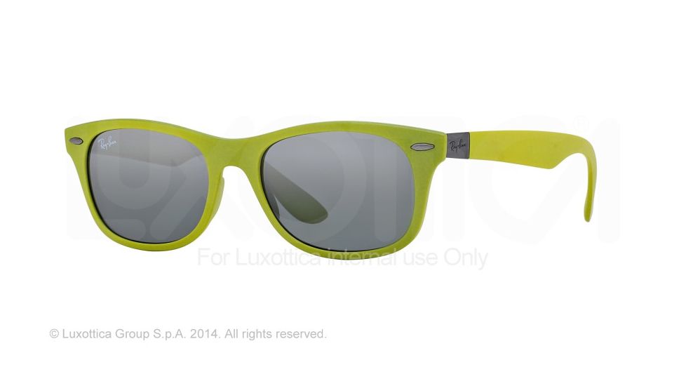 Ray-Ban RB4207 Sunglasses 609988-52 - Matte Acid Green Frame, Grey Mirror Silver Gradient Lenses