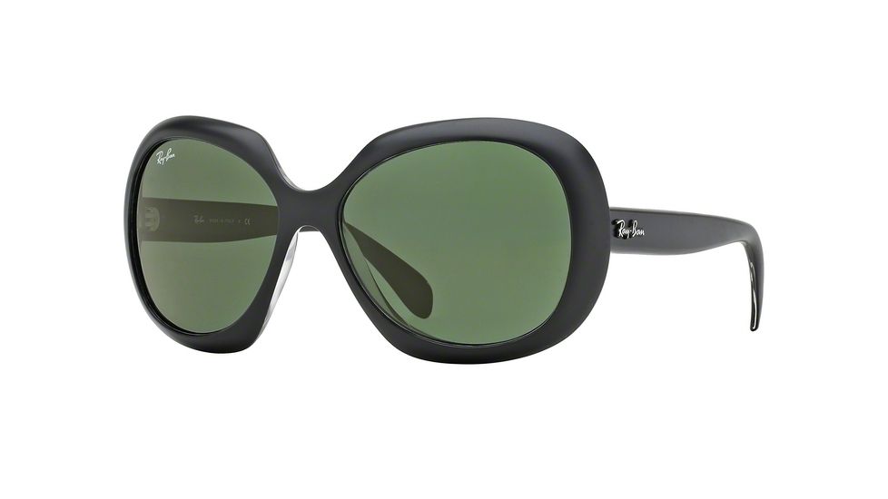 Ray-Ban RB4208 Sunglasses 610071-55 - Top Matte Black On Trasparent Frame, Dark Green Lenses