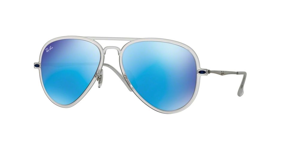 Ray-Ban RB4211 Sunglasses 646/55-56 - Matte Trasparent Frame, Green Mirror Blue Lenses