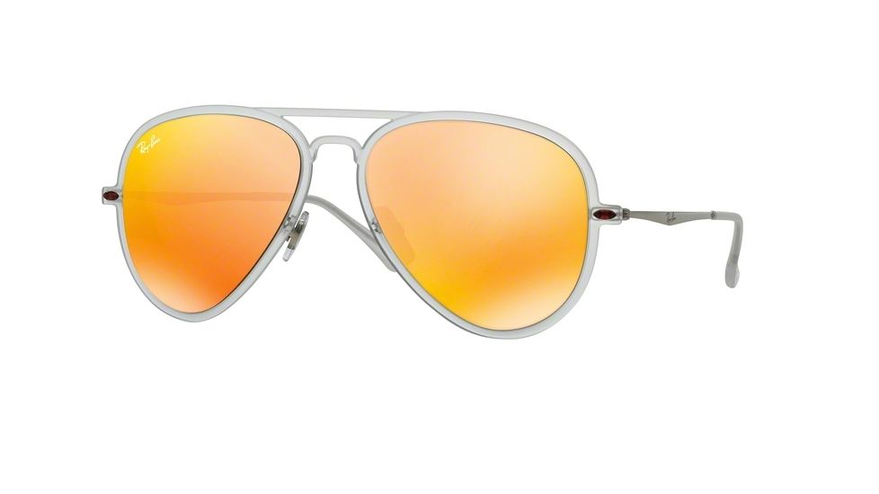 Ray-Ban RB4211 Sunglasses 646/6Q-56 - Matte Trasparent Frame, Brown Mirror Orange Lenses