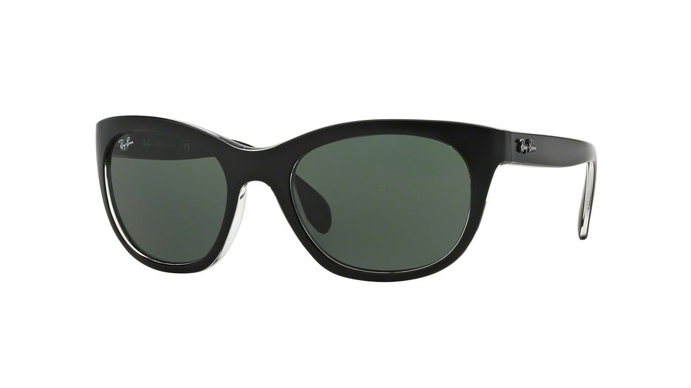 Ray-Ban RB4216 Sunglasses 605271-56 - Top Matte Black On Trasp Frame, Green Lenses