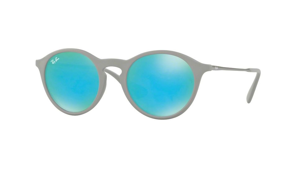 Ray-Ban RB4243 Sunglasses 6262B4-49 - Rubber Grey Frame, Green Light Flash Blue Lenses