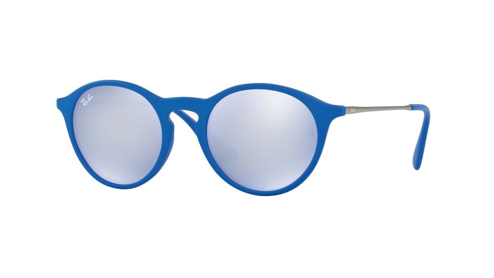 Ray-Ban RB4243 Sunglasses 62631U-49 - Rubber Blue Frame, Blue Light Flash Grey Lenses