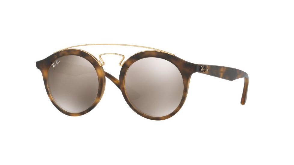Ray-Ban RB4256F Sunglasses 60925A-47 - Matte Havana Frame, Light Brown Mirror Gold Lenses